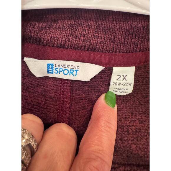 Lands End Sport Plus Size Maroon Pullover Sweater Tunic High Neck Long Sz 2X - Picture 3 of 11